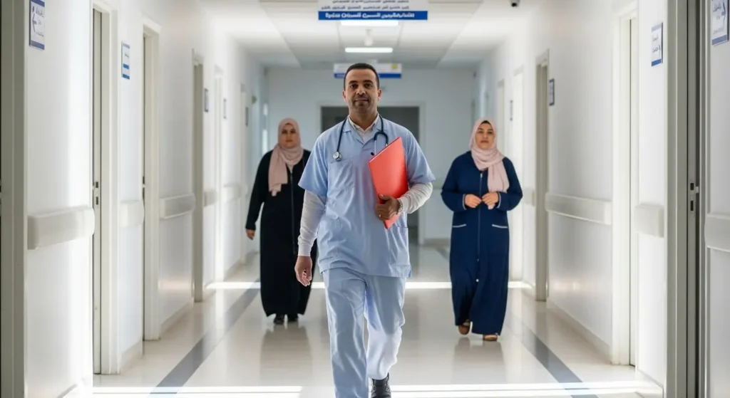 Patient marocain se dirigeant vers une consultation de transplantation rénale dans un CHU au Maroc