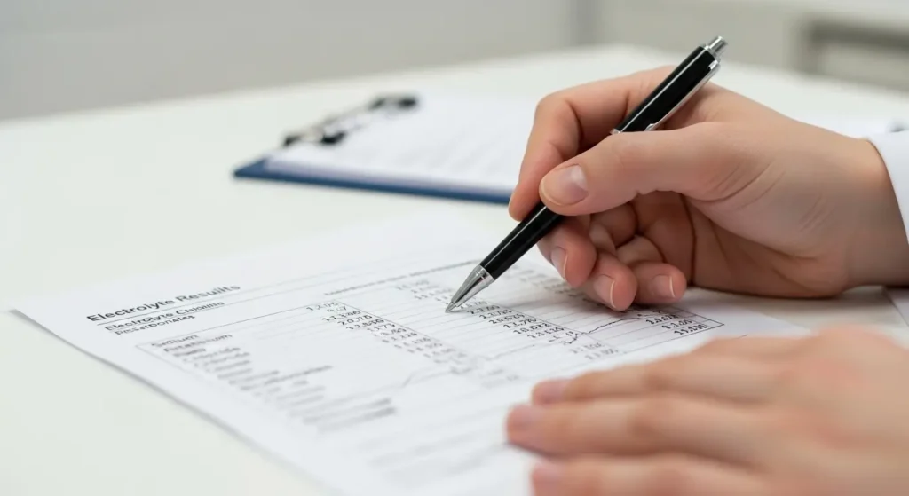 Résultats d'un ionogramme sanguin avec valeurs normales de sodium et potassium